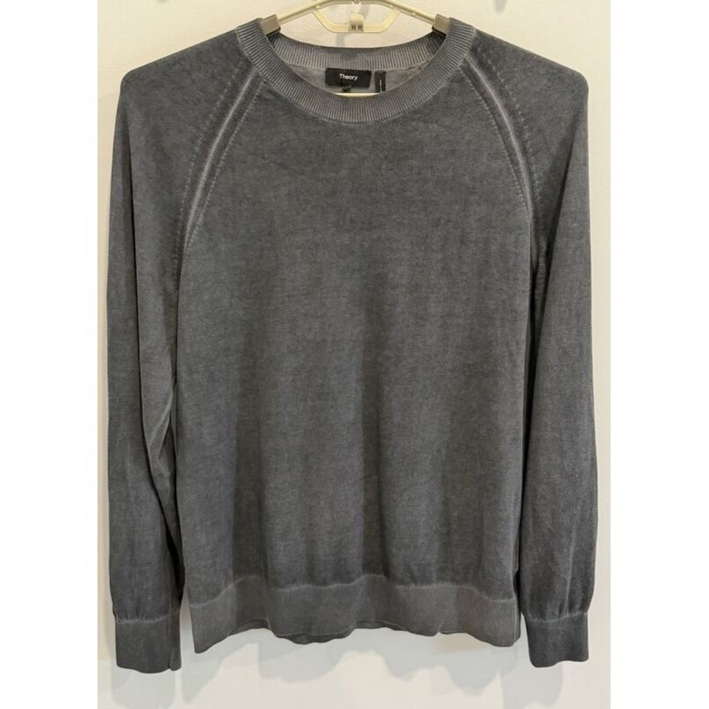 Theory Mens Jaipur Eco Breach Crew Sweater Gray Washed Size M